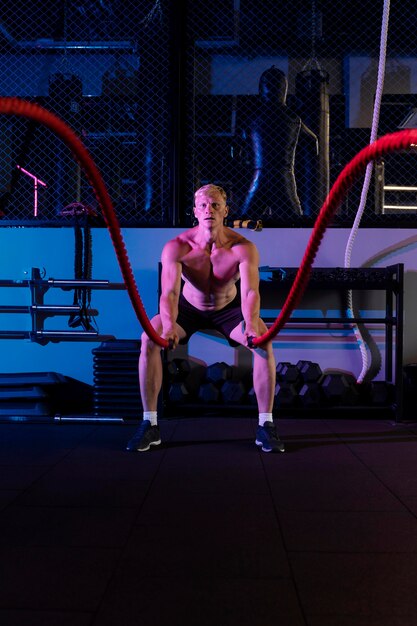 Close up on man doing crossfit workout