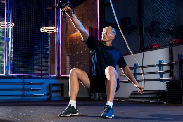 Close up on man doing crossfit workout