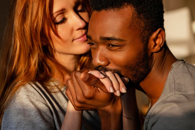 Close-up man doing romantic gesture