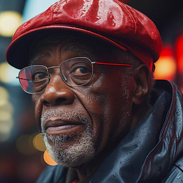 Close up on man portrait in new york city