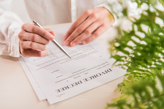 Close-up man reading document