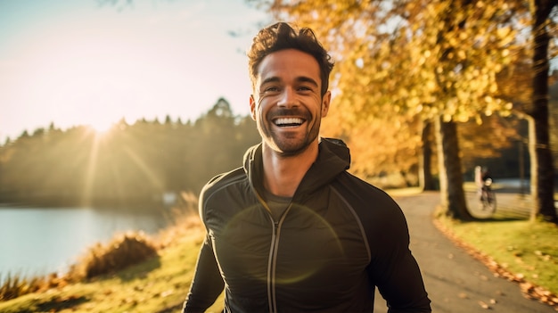 Foto gratuita primo piano sull'uomo sorridente nella natura