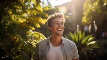 Free photo close up on man smiling in the nature