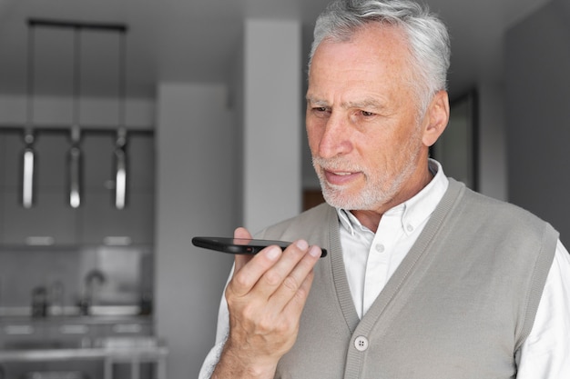 Close up man talking on phone