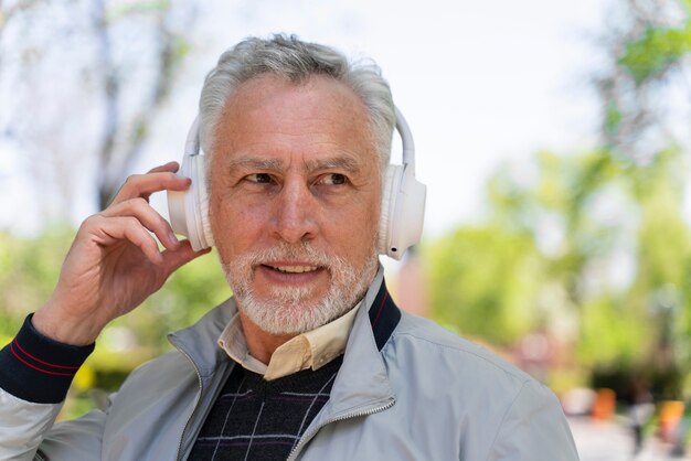 Close up man wearing headphones