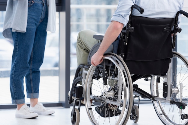 Close-up man in wheelchair