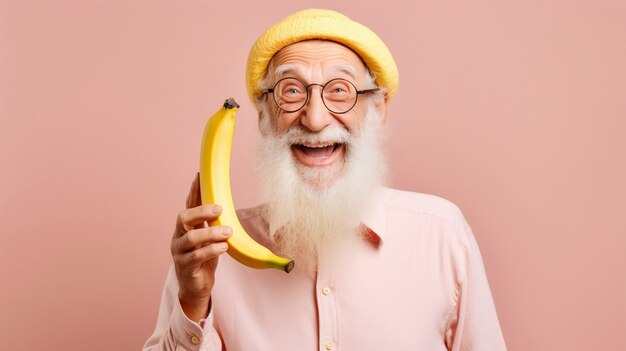 Близкий взгляд на человека с бананами
