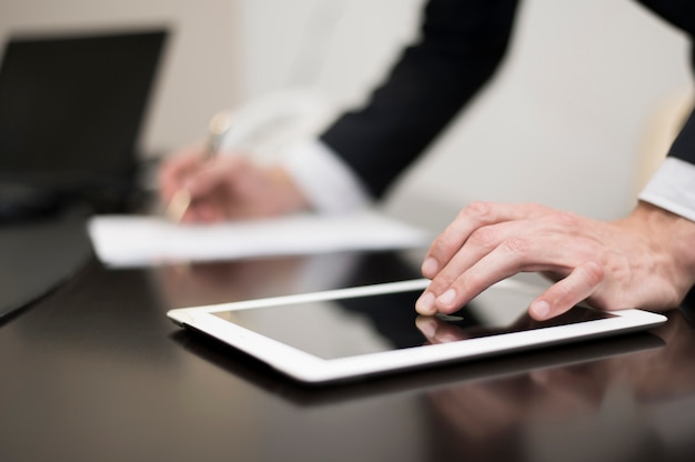 close-up of man working in office