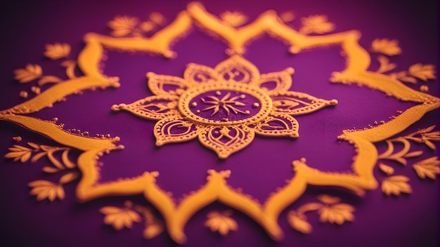 Free photo close up of mandala on purple background selective focus