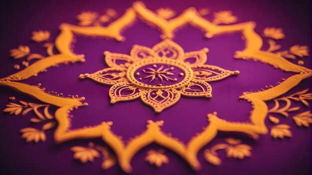 Close up of mandala on purple background Selective focus