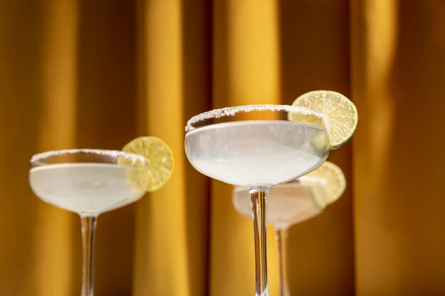 Close-up of a margarita cocktails with salty rim