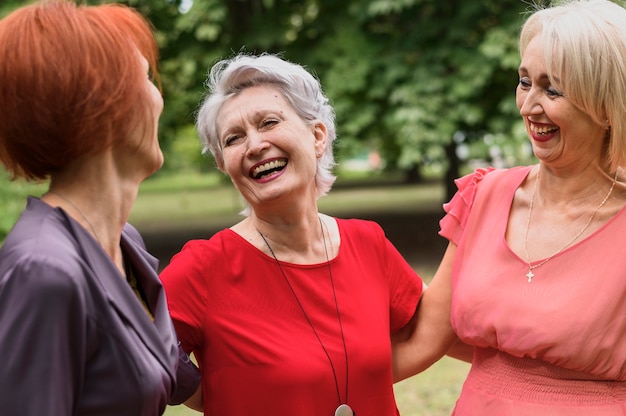 Close-up mature women laughing