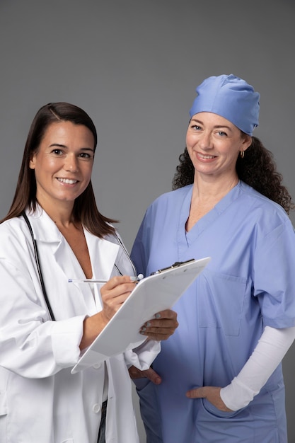 Close up on medical team ready for work