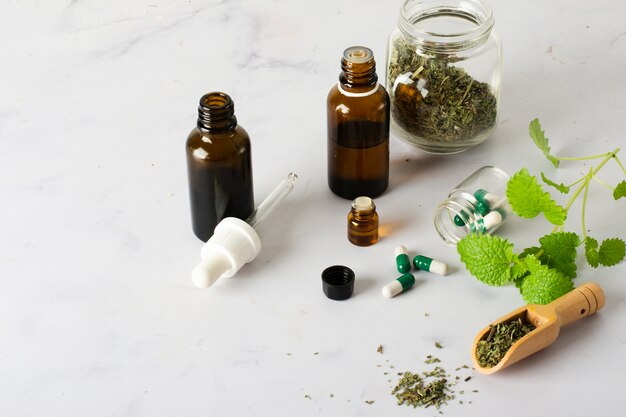 Close-up medicine and pills on the table