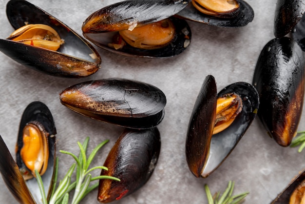 Close up of mediterranean mussels