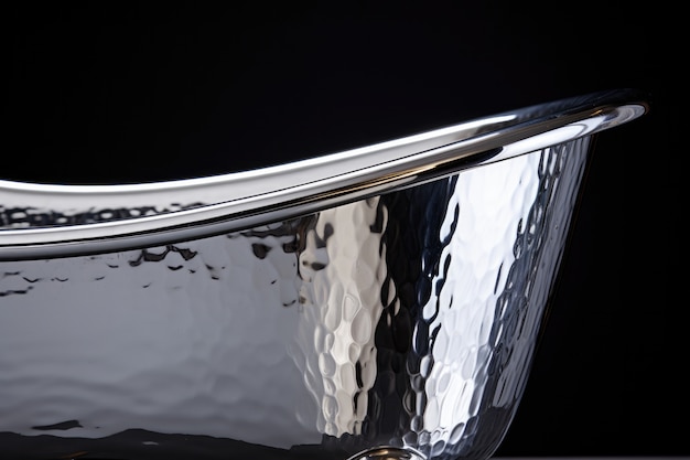 Free photo close up on metallic bath tube