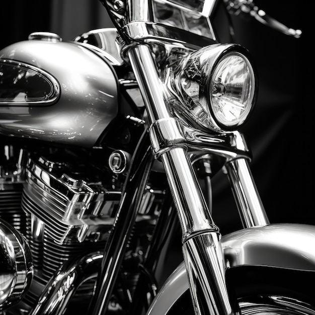 Free photo close up on metallic motorcycle