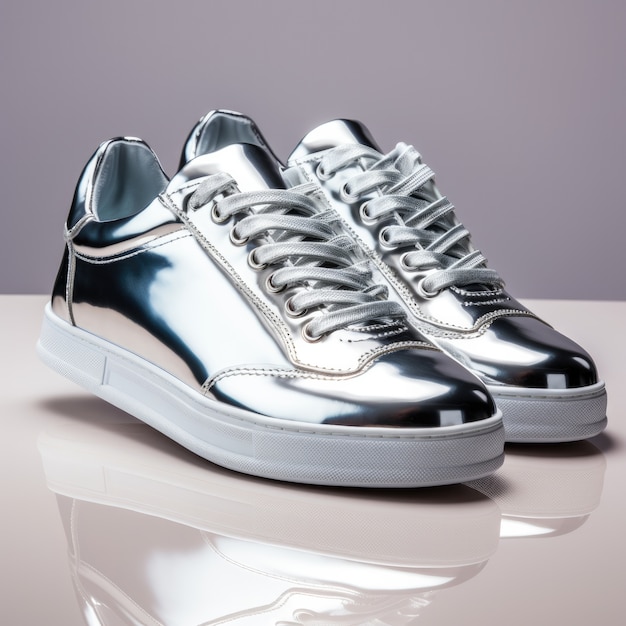 Foto gratuita prossimo piano sulle scarpe metalliche