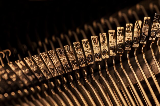 Close-up of metallic typesetting letters