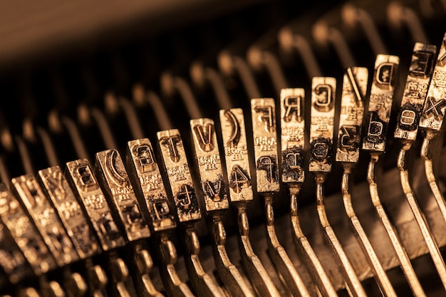 Close-up of metallic typesetting letters