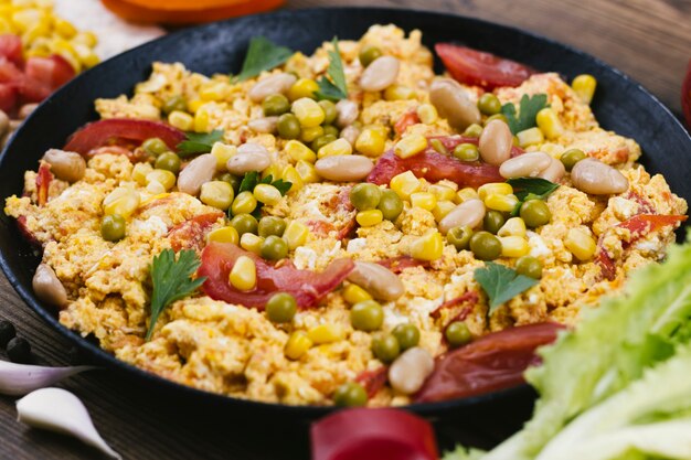 Close up mexican food in a pan