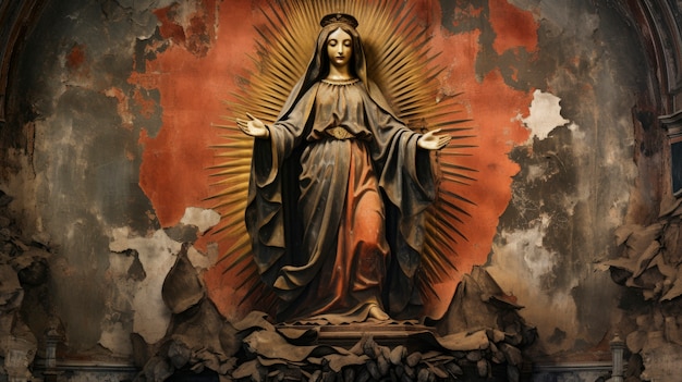 Free photo close up on mexican holy mary statue