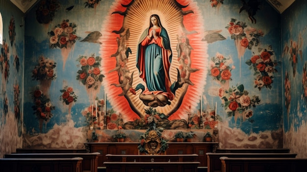 Free photo close up on mexican holy mary statue