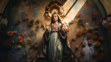 Free photo close up on mexican holy mary statue