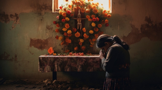 Free photo close up on mexican person praying