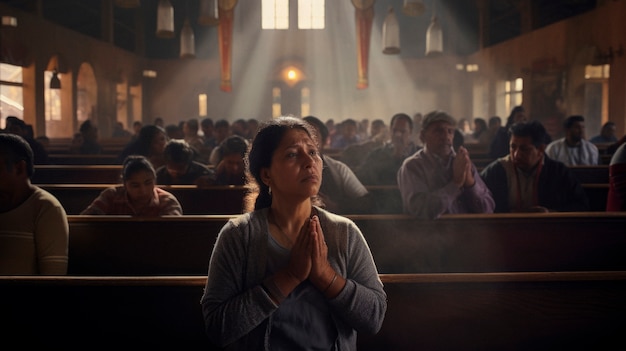 Close up on mexican person praying