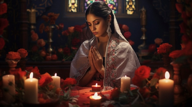 Free photo close up on mexican person praying