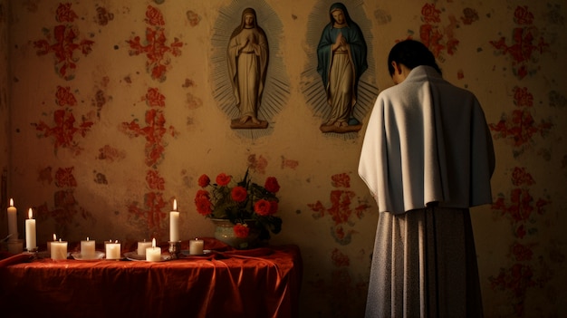 Free photo close up on mexican person praying