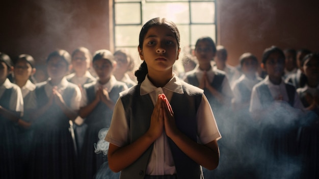 Close up on mexican person praying