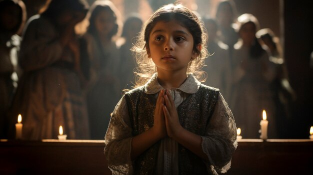 Close up on mexican person praying