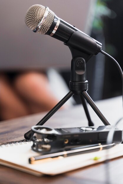 Close-up microphone used for journalism