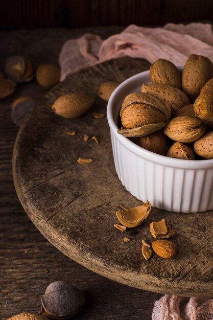 Close-up mixture of nuts in a bowl