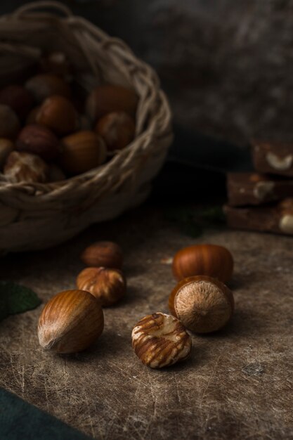 Close-up mixture of nuts on the table