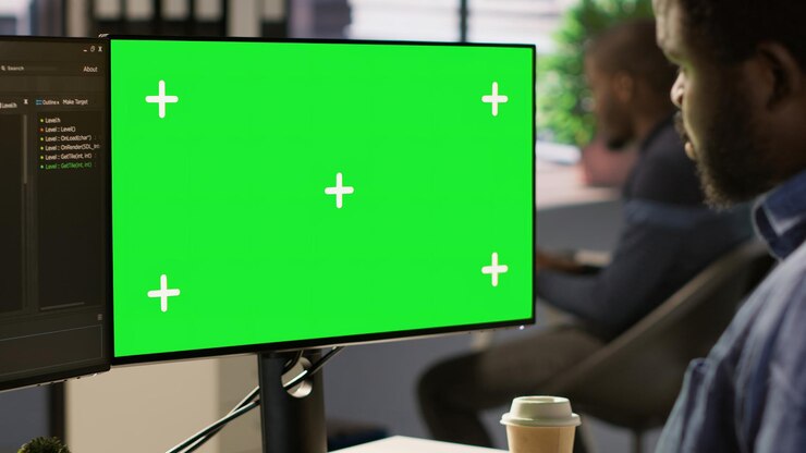 Free Photo close up of mockup pc used by it expert monitoring company systems