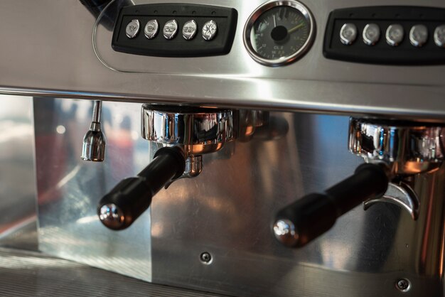 Close-up modern italian coffee machine