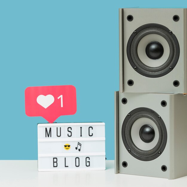Close-up modern music speakers
