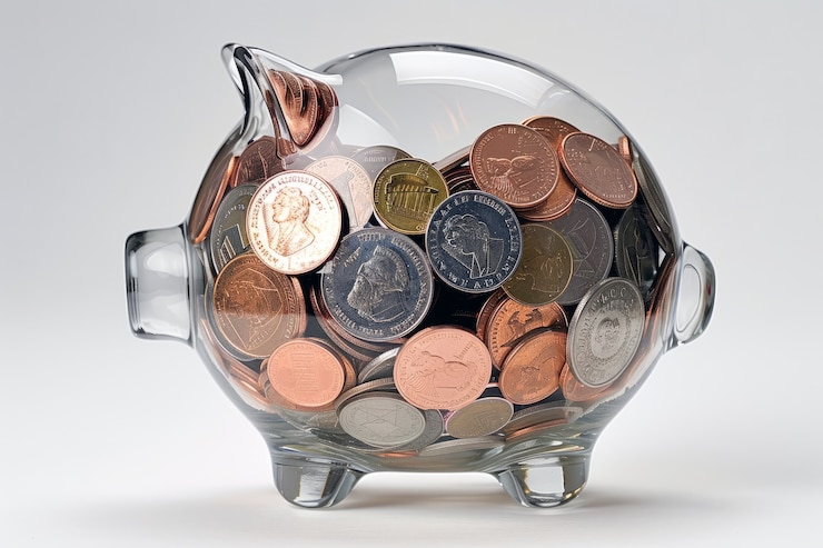 Free Photo close up on money put aside for savings