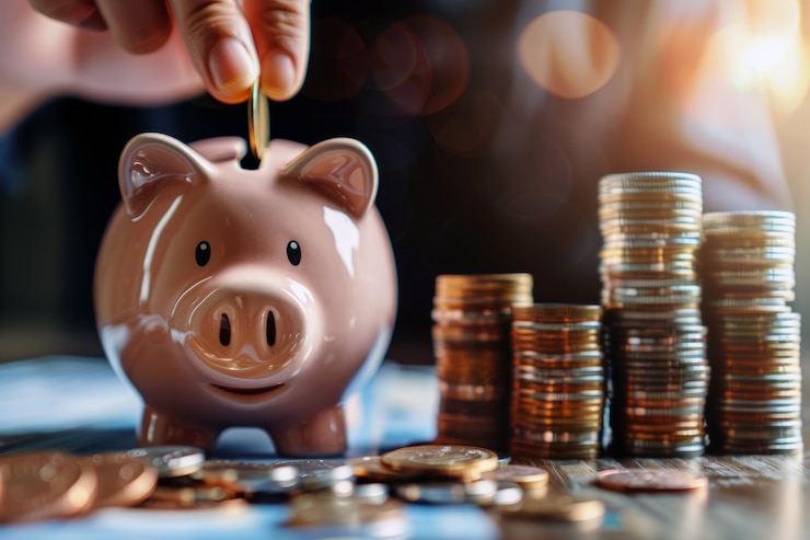 Free Photo close up on money put aside for savings