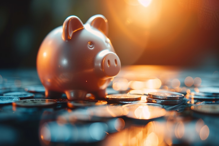 Free Photo close up on money put aside for savings
