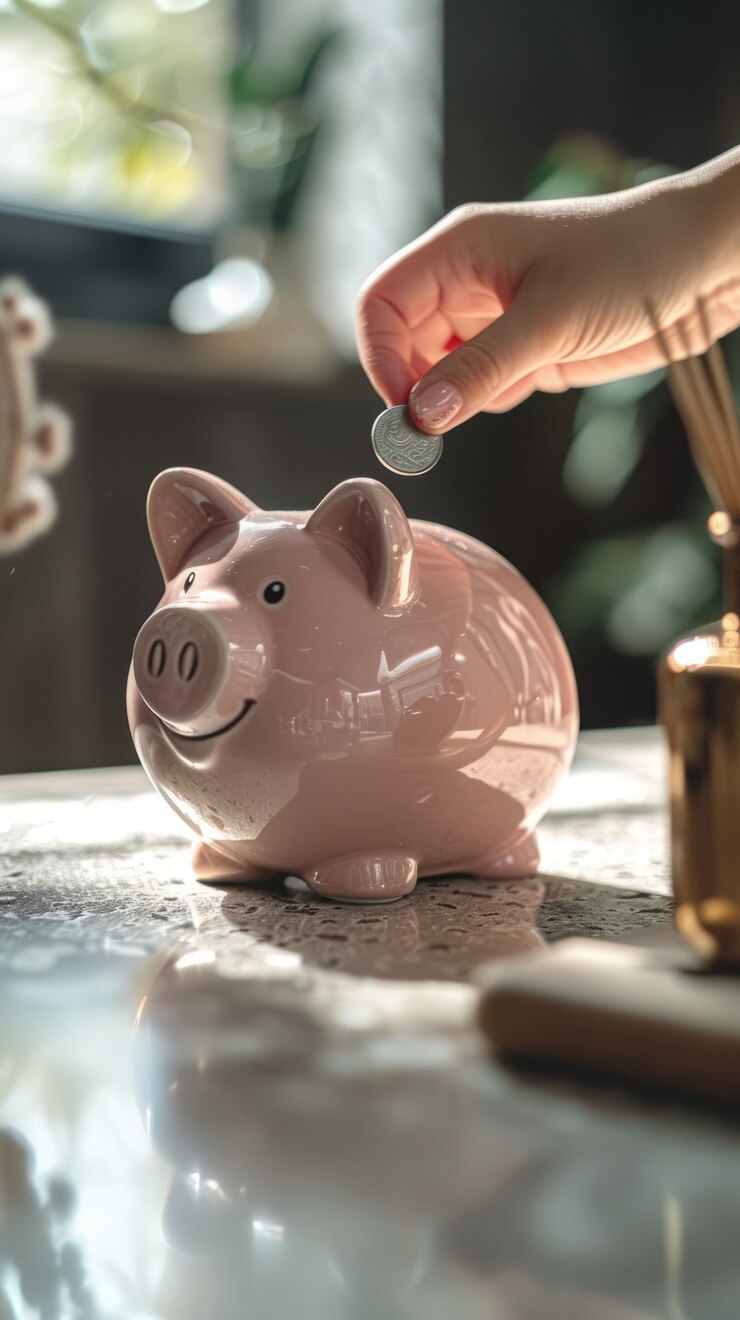 Free Photo close up on money put aside for savings