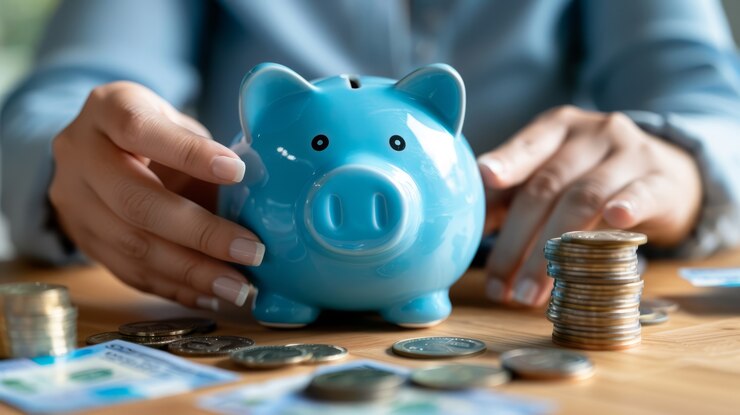 Free Photo close up on money put aside for savings