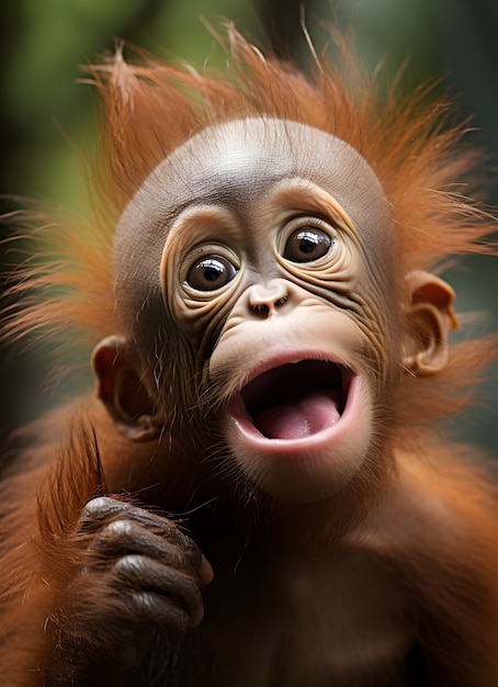 Foto gratuita prossimo piano del bambino scimmia in natura