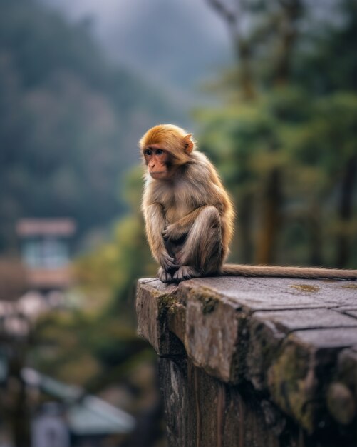 Close up on monkey in nature