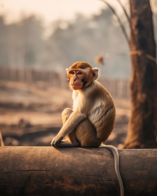 Close up on monkey in nature