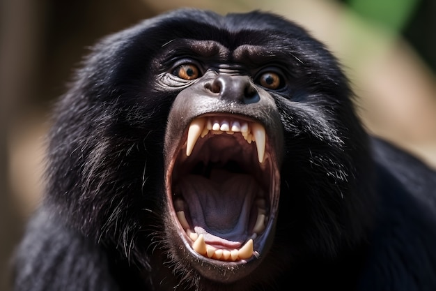 Close up on monkey screaming