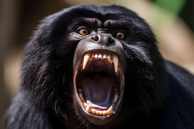 Close up on monkey screaming